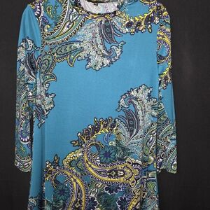 Melissa Paige Teal Paisley Blouse
